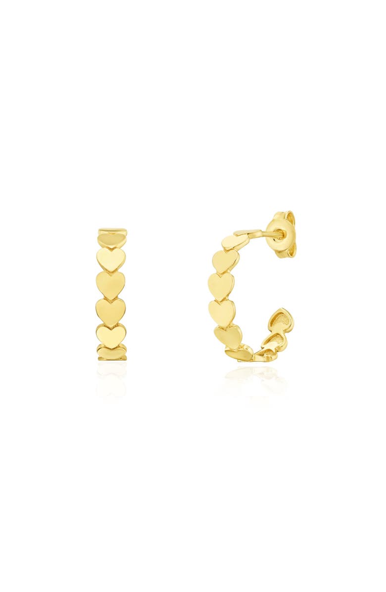 The Lovery Fine Jewelry Golden Hearts C-Hoop Earrings, Main, color, Yellow Gold