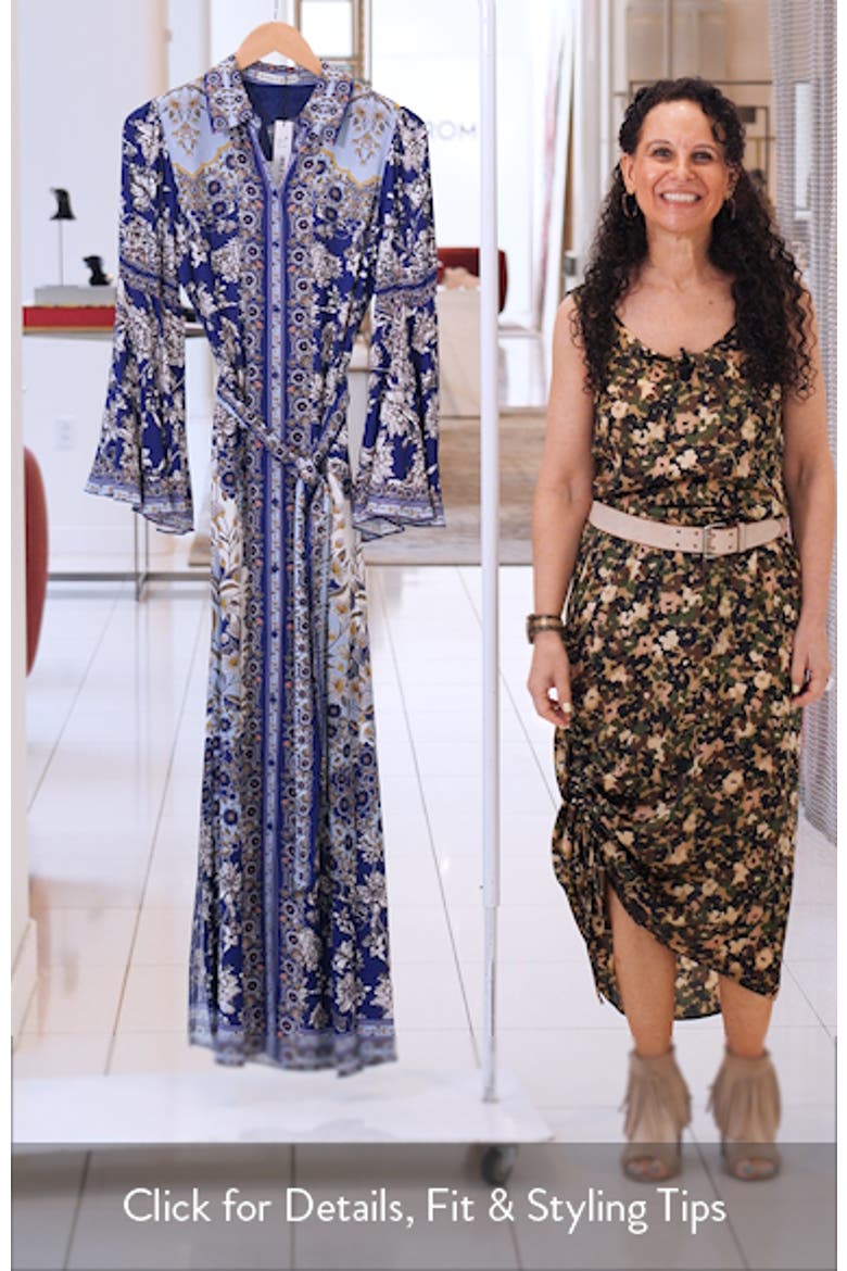 Chassidy Mixed Tapestry Print Long Sleeve Maxi Shirtdress video