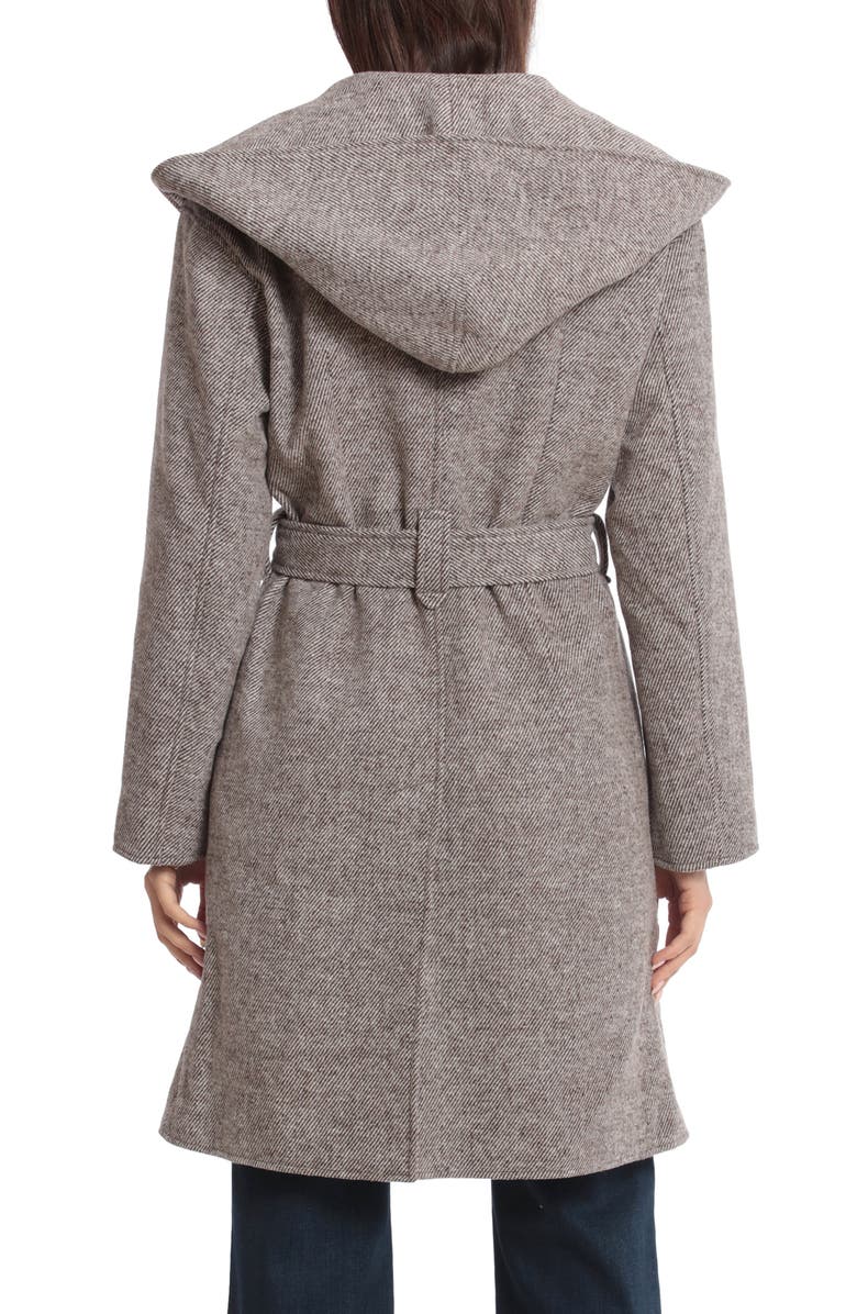 Avec Les Filles Belted Hooded Twill Wrap Coat, Alternate, color,