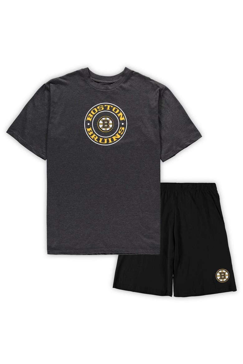 Men's Concepts Sport Black/Heathered Charcoal Boston Bruins Big & Tall T-Shirt & Shorts Sleep Set, Main, color, Black