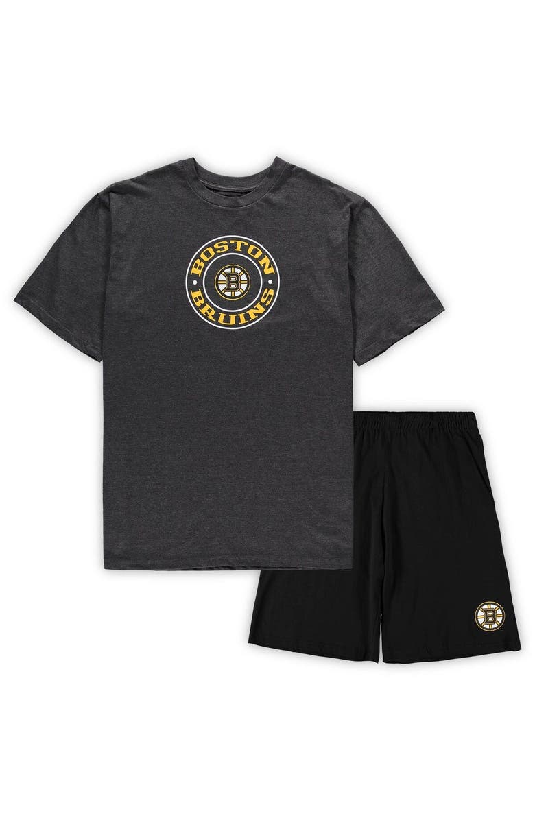 CONCEPTS SPORT Men's Concepts Sport Black/Heathered Charcoal Boston Bruins Big & Tall T-Shirt & Shorts Sleep Set, Main, color, Black