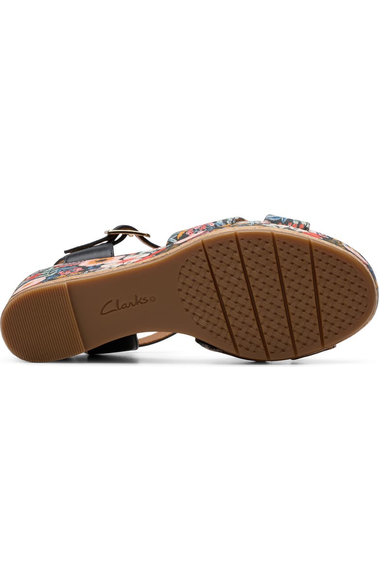 Clarks<sup>®</sup> Chicly Floral Wedge Sandal, Alternate, color, Black Print