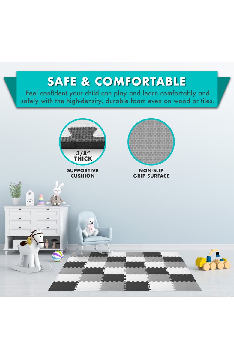ProsourceFit Kids Solid Floor Play Mat, Alternate, color, Black-Gray-White