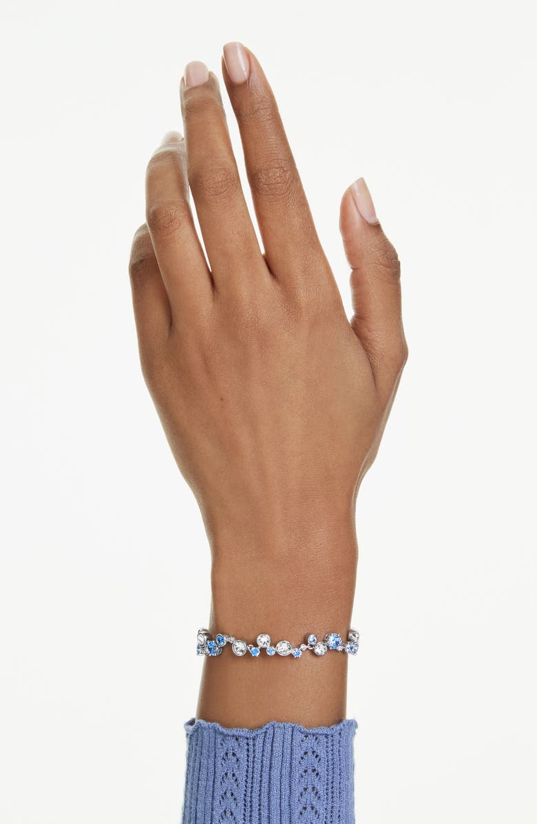 Swarovski Constella Crystal & Zirconia Bracelet, Alternate, color, Silver/ Blue