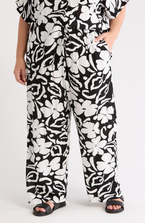 Border Print Pants (Plus)