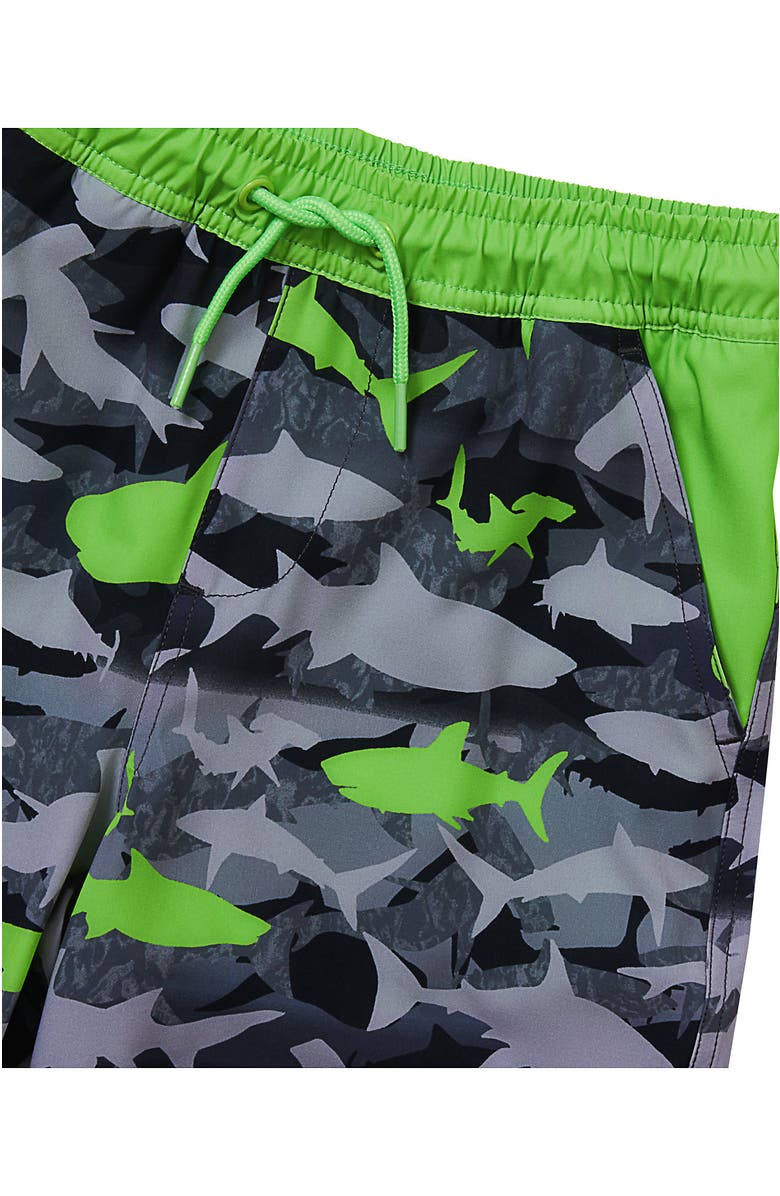 Lands' End Boys Stretch Hydroliner Sport Swim Trunk, Alternate, color, Sharks/Gray/Green