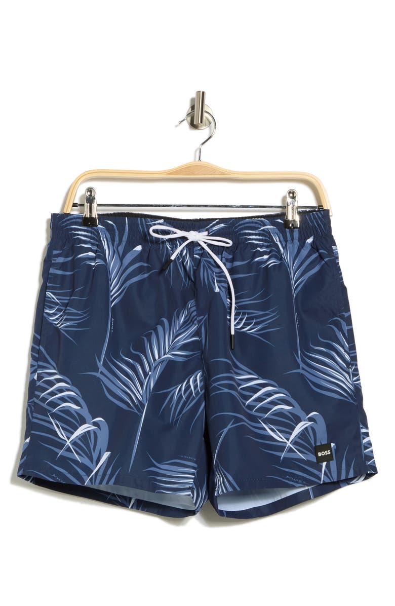 BOSS Piranha Swim Trunks, Alternate, color, Open Blue