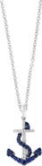 EFFY 14K White Gold Diamond & Sapphire Anchor Pendant Necklace