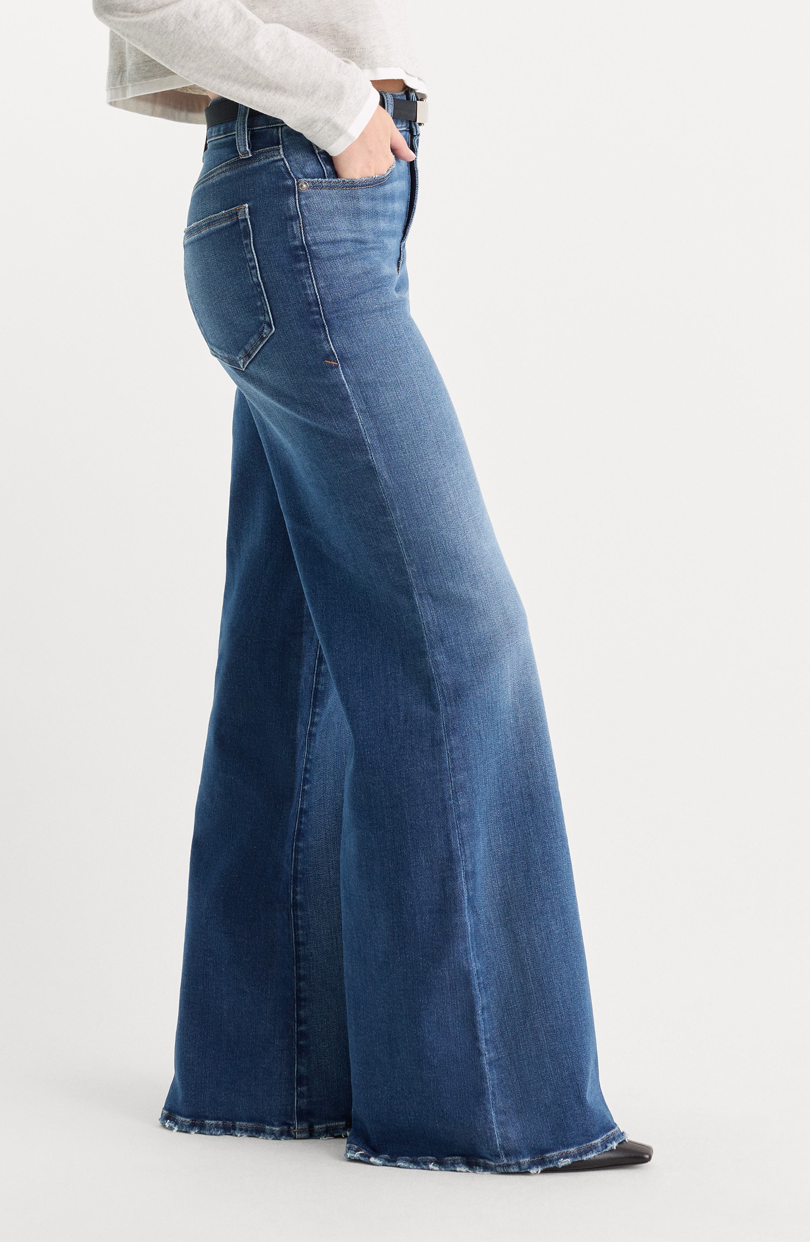 Good American Soft Good Petite Palazzo Wide Leg Jeans (Women) | Nordstrom
