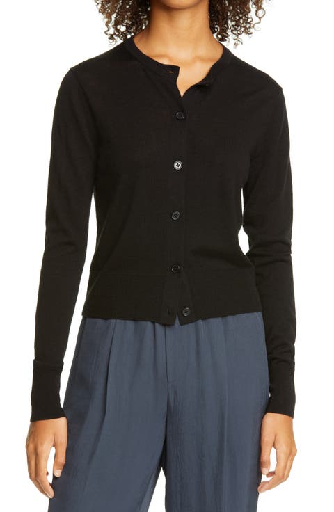 Rib Wool Blend Cardigan