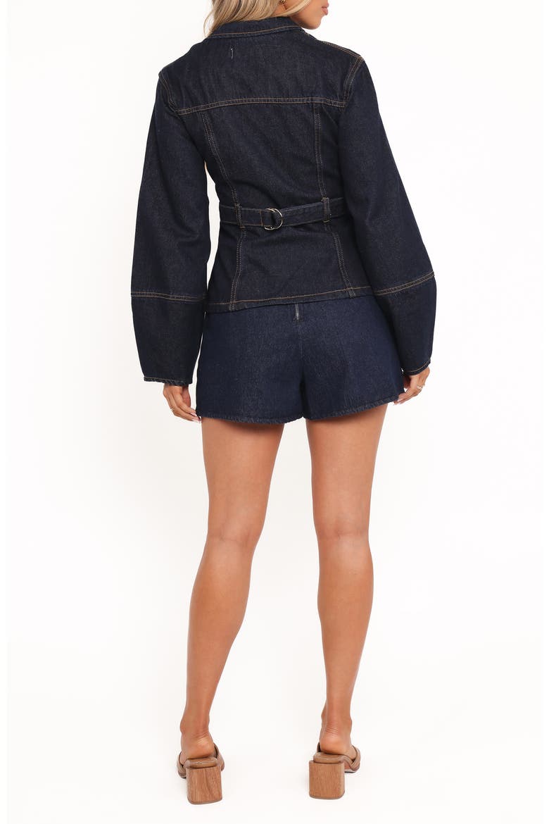Luchia Topstitch Denim Jacket, Alternate, color, DARK INDIGO