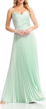 Dress the Population Pleated Satin Gown