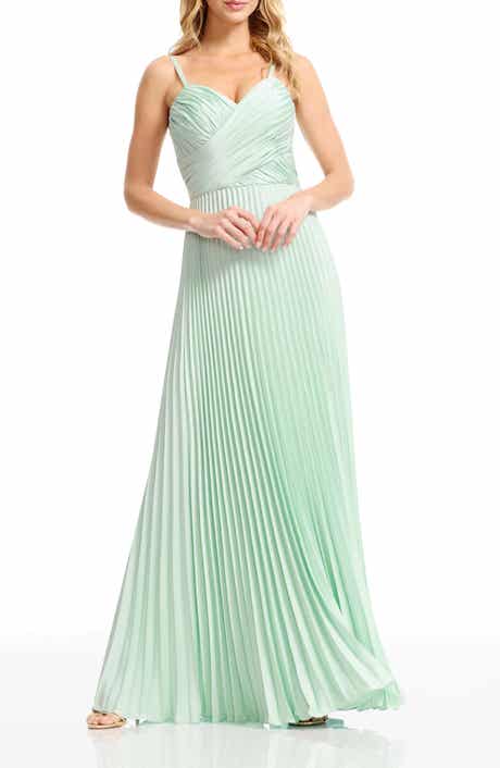Pleated Satin Gown