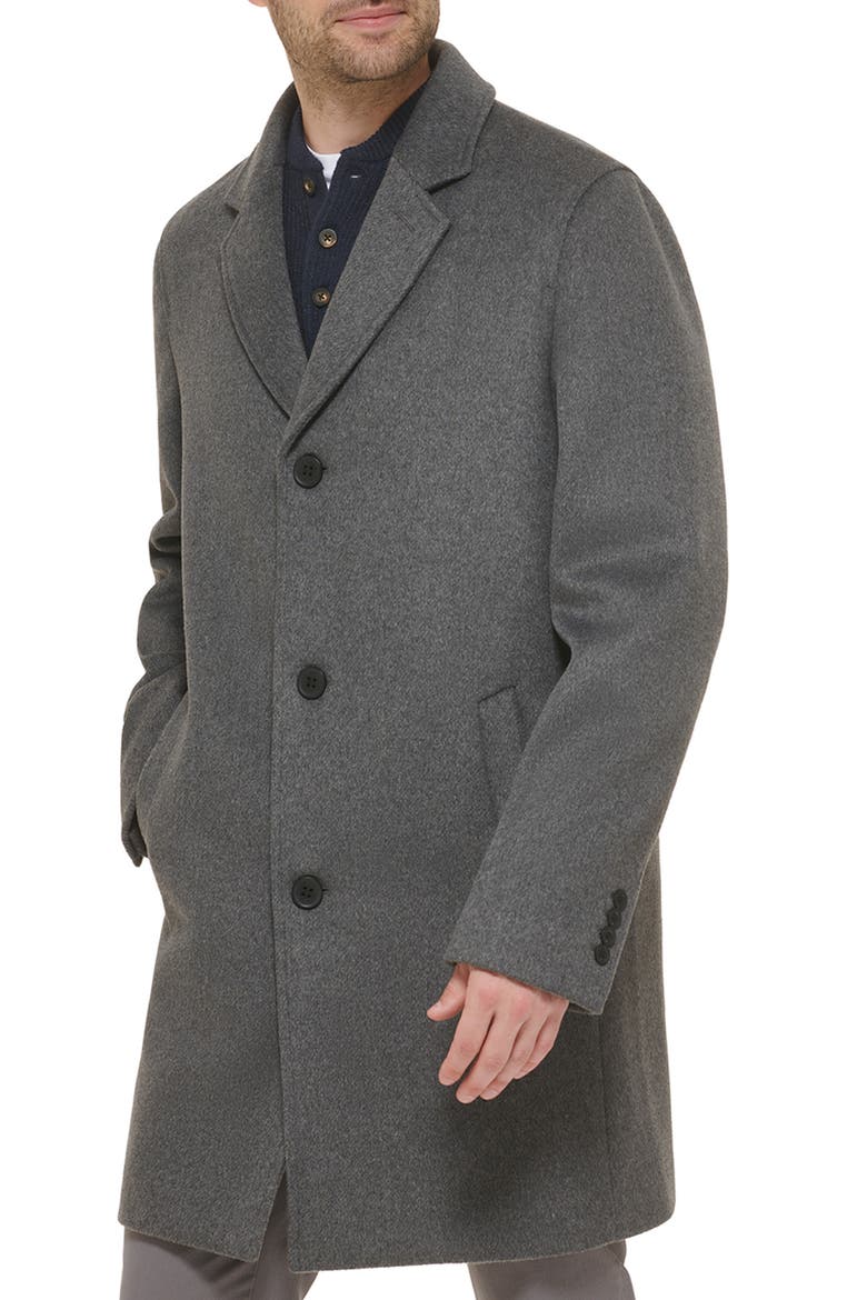 Classic Wool Blend Plush Notched Collar Coat, Alternate, color, LIGHT GREY