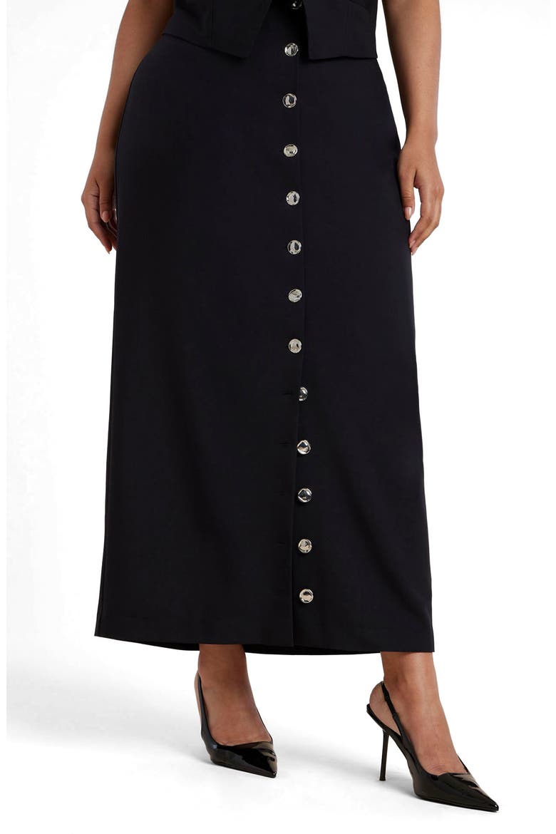 Buttoned Maxi Column Skirt, Main, color, BLACK ONYX