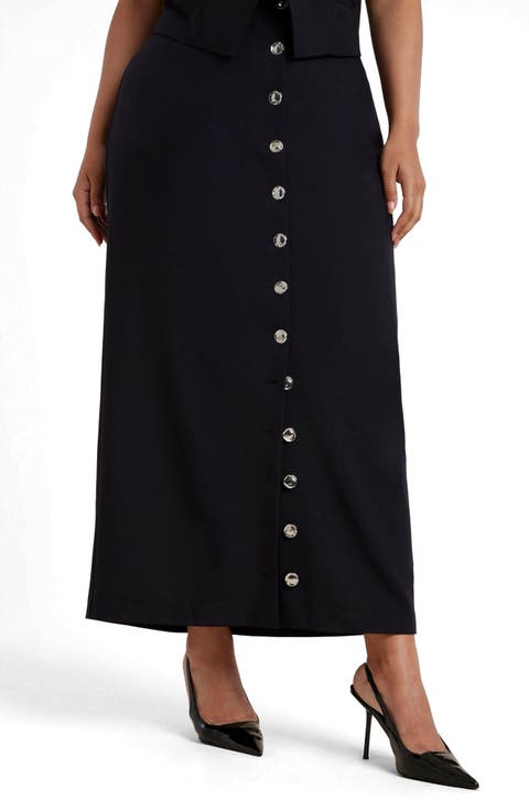 Buttoned Maxi Column Skirt