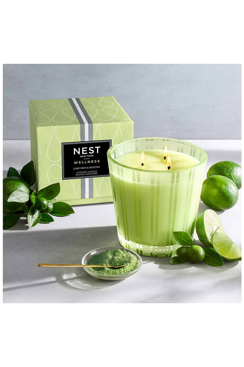 Lime Zest & Matcha Candle, Alternate, color, 3 WICK