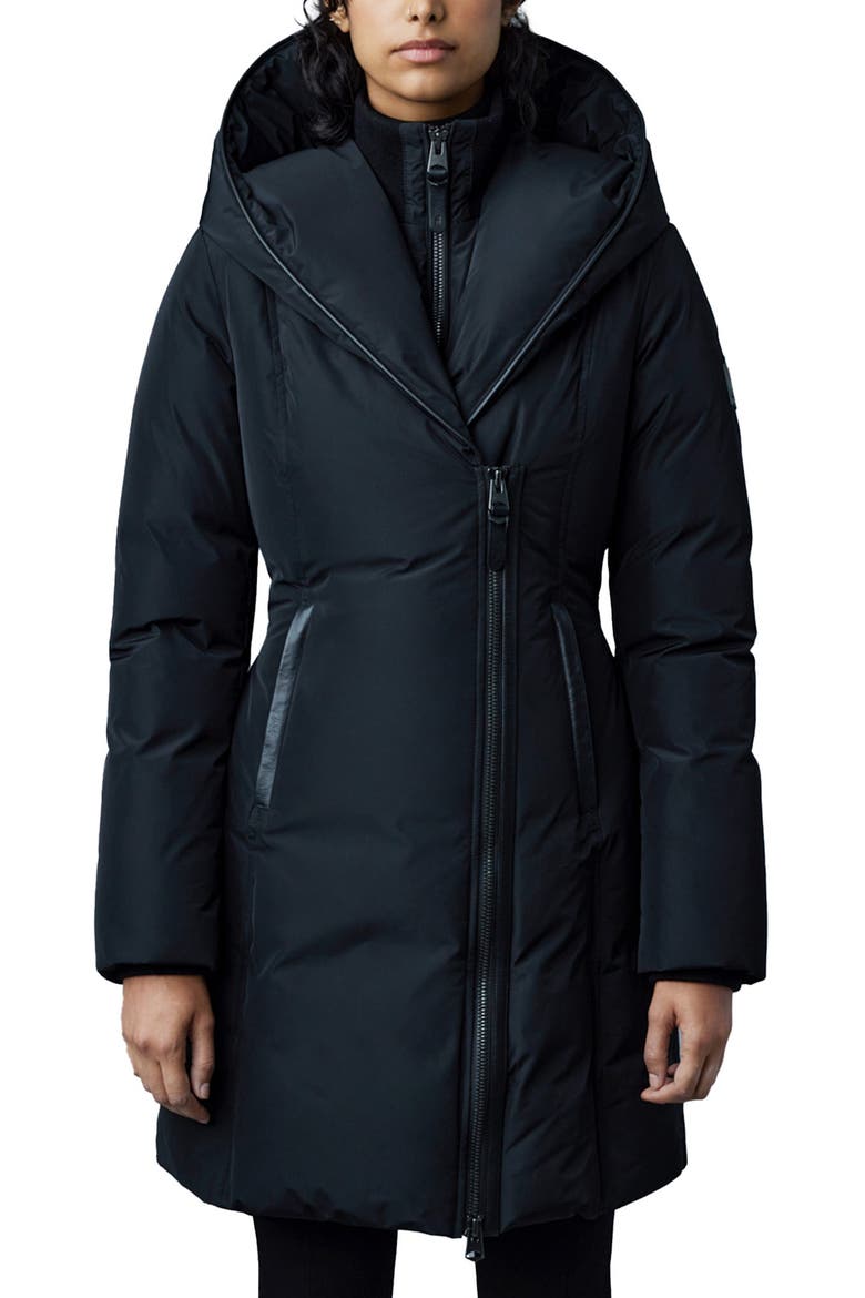 Kay Water Resistant Down Coat, Main, color, BLACK