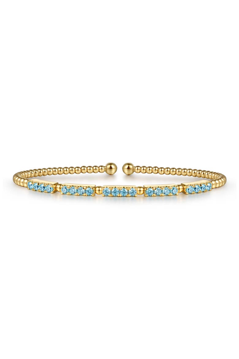 Bujukan 14k Gold Blue Topaz Cuff Bangle, Main, color, 14K YELLOW GOLD