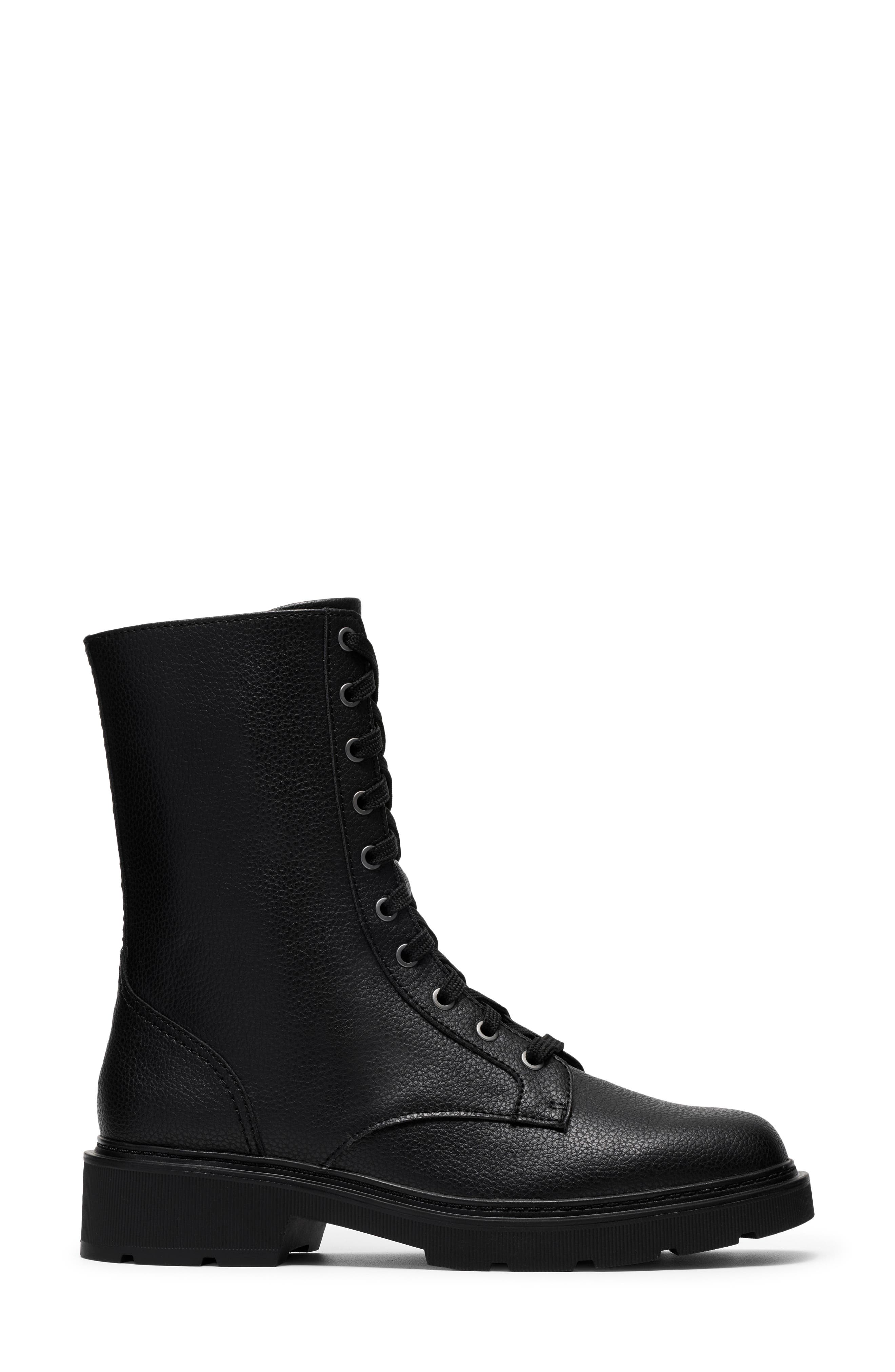 Lauryl Style Faux Leather Lace-Up Boot, Alternate, color, BLACK