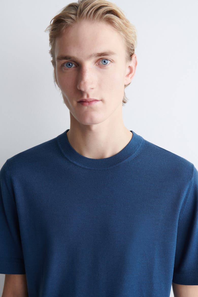 Merino Wool Knitted T-Shirt, Alternate, color, DARK BLUE