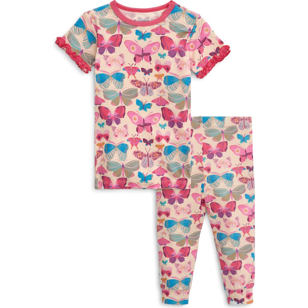 Magnetic Me All A-Flutter Butterfly Print Fitted Two-Piece Pajamas in Pink  product