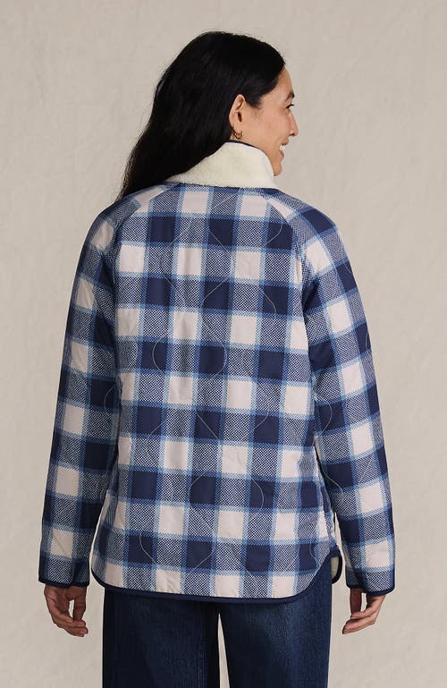 Lands' End High Pile Fleece Reversible Mixed Media Long Jacket In Blue