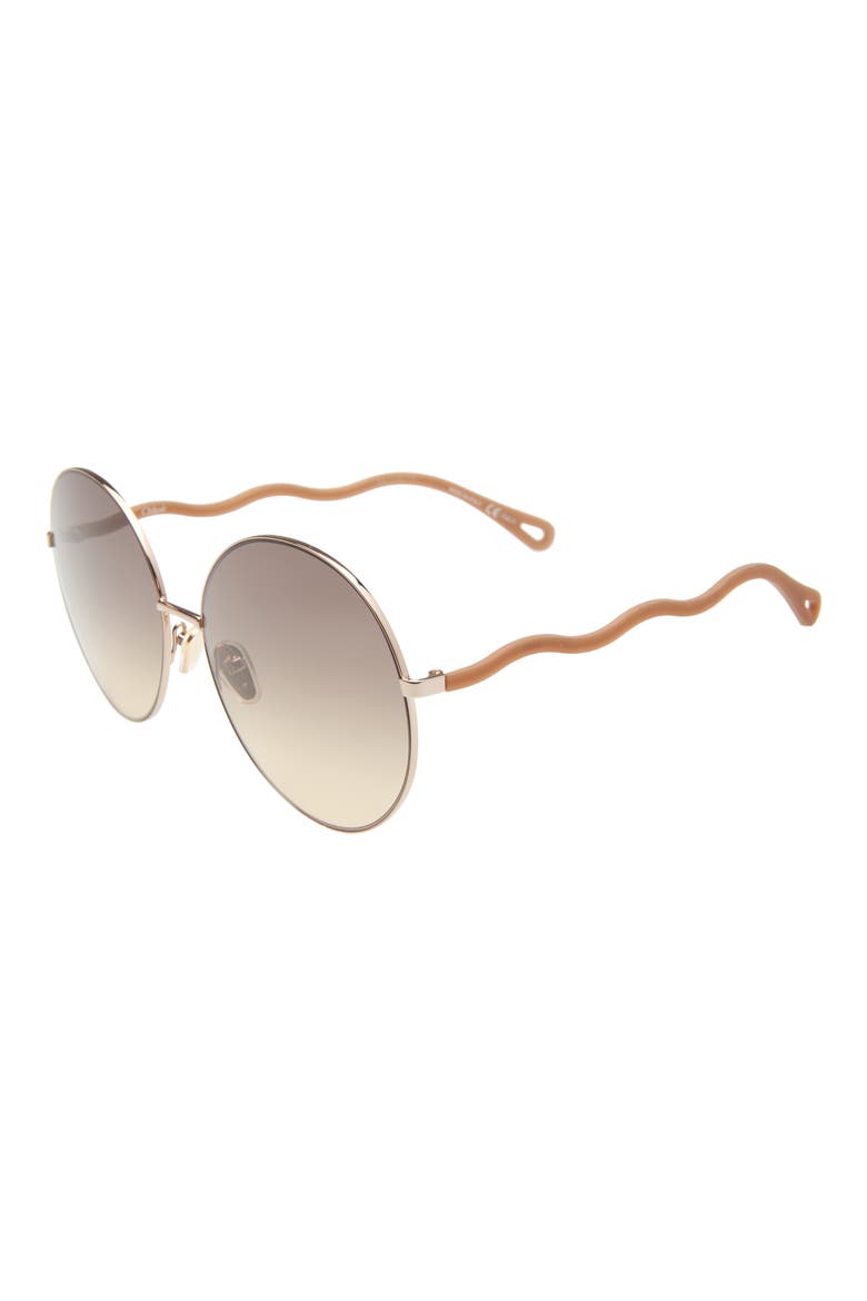 62mm Round Sunglasses, Alternate, color, BEIGE
