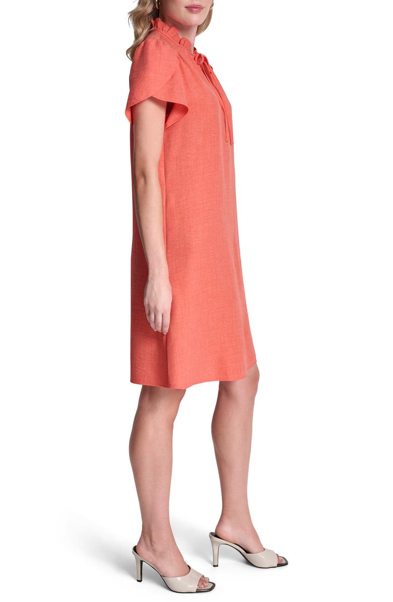 DKNY Ruffled Envelope Sleeve Shift Dress, Alternate, color, Orange