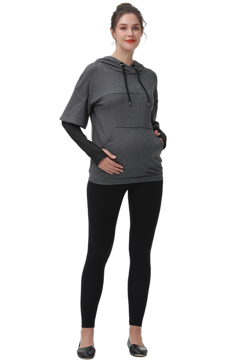 Kimi and Kai Bobo Layered Sleeve Maternity/Nursing Hoodie, Alternate, color, 
