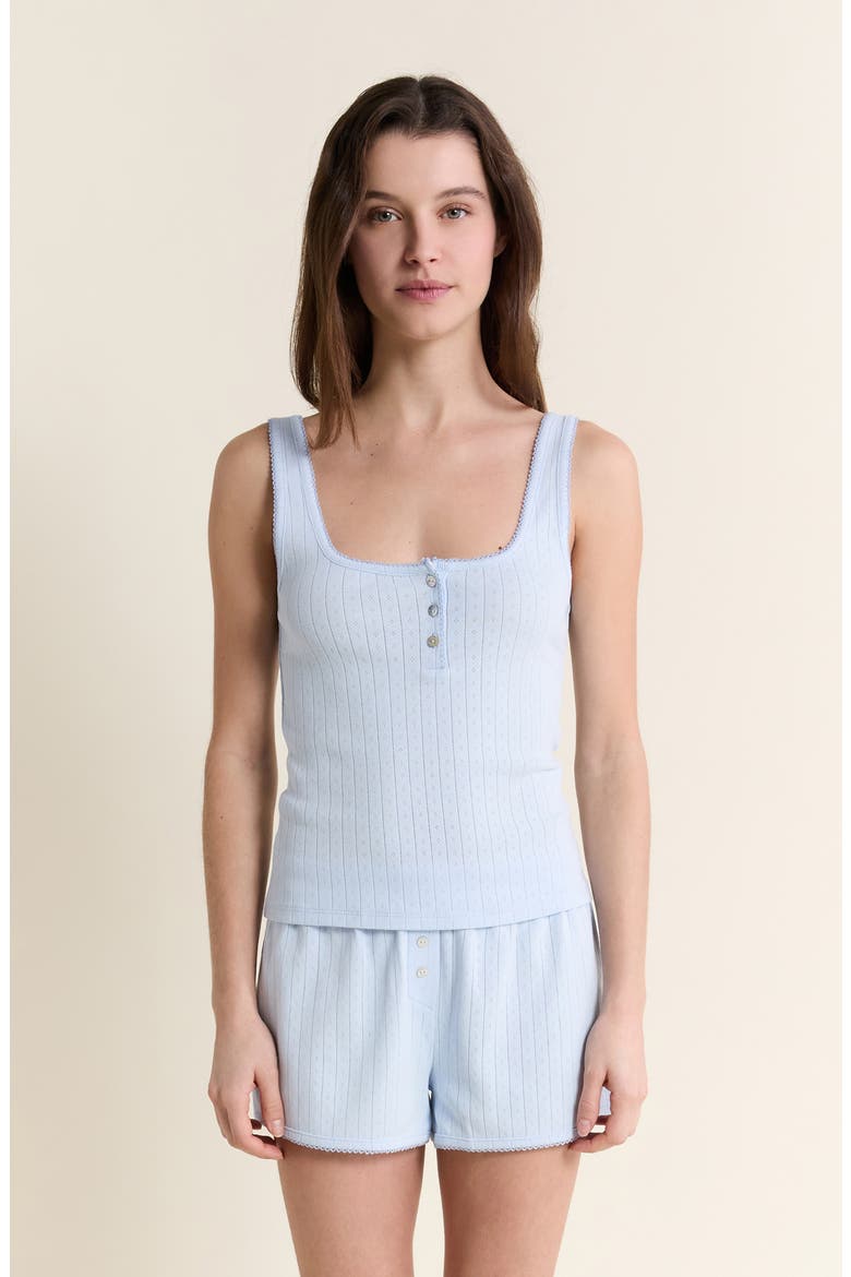 Katell Pointelle Cotton Pajama Shorts, Alternate, color, AZURE BLUE