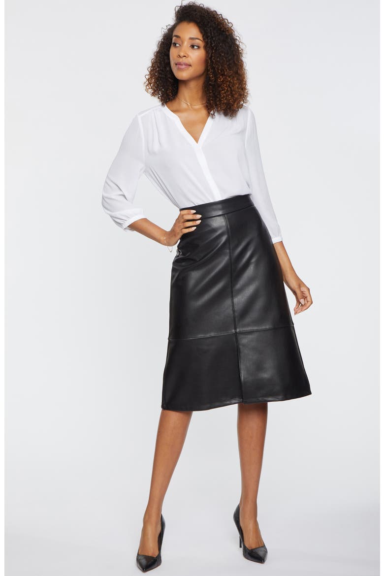 Faux Leather A-Line Skirt, Alternate, color, BLACK