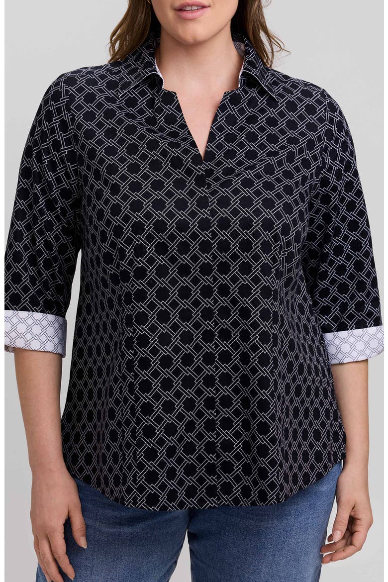 Taylor Geo Print Cotton Button-Up Shirt, Main, color, BLACK/ WHITE
