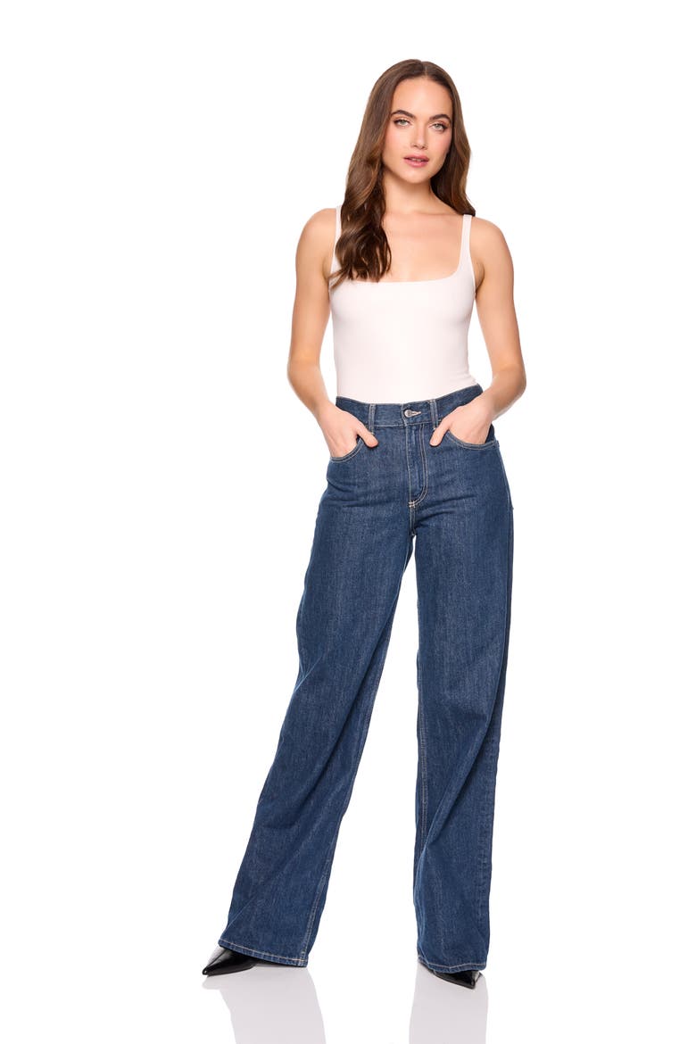 Faux Leather Low Back Bodysuit, Alternate, color, BLANCHED ALMOND