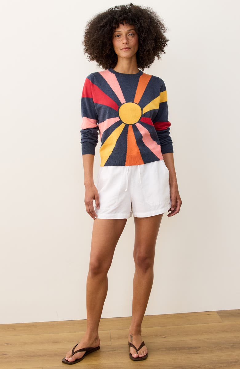 Marine Layer Exploded Sun Icon Sweater, Alternate, color, Navy