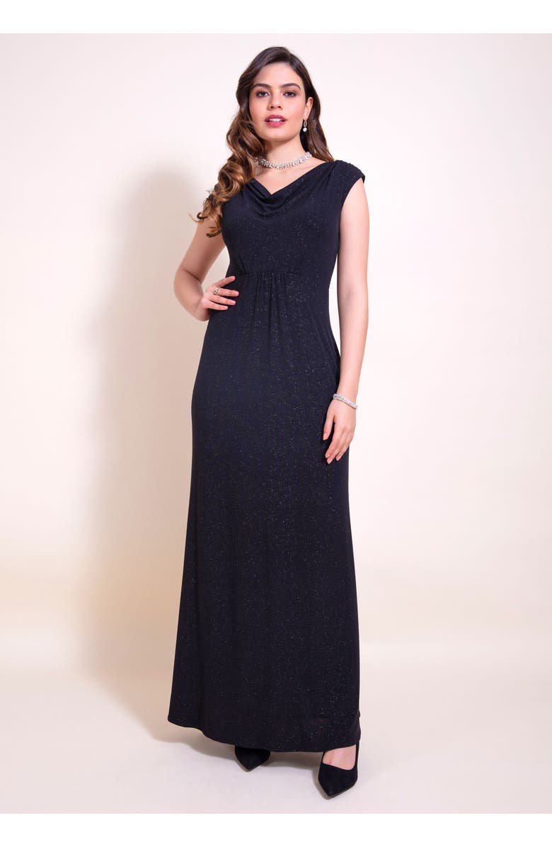 Alie Street London Cruise Cowl Neck Maxi Dress, Main, color, Glitter Black