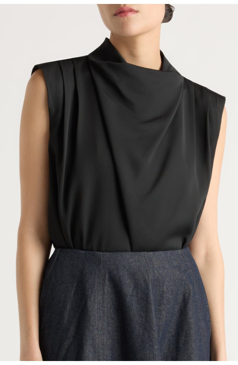Modern Citizen Allegra Gathered-Neck Sleeveless Blouse, Alternate, color, Black