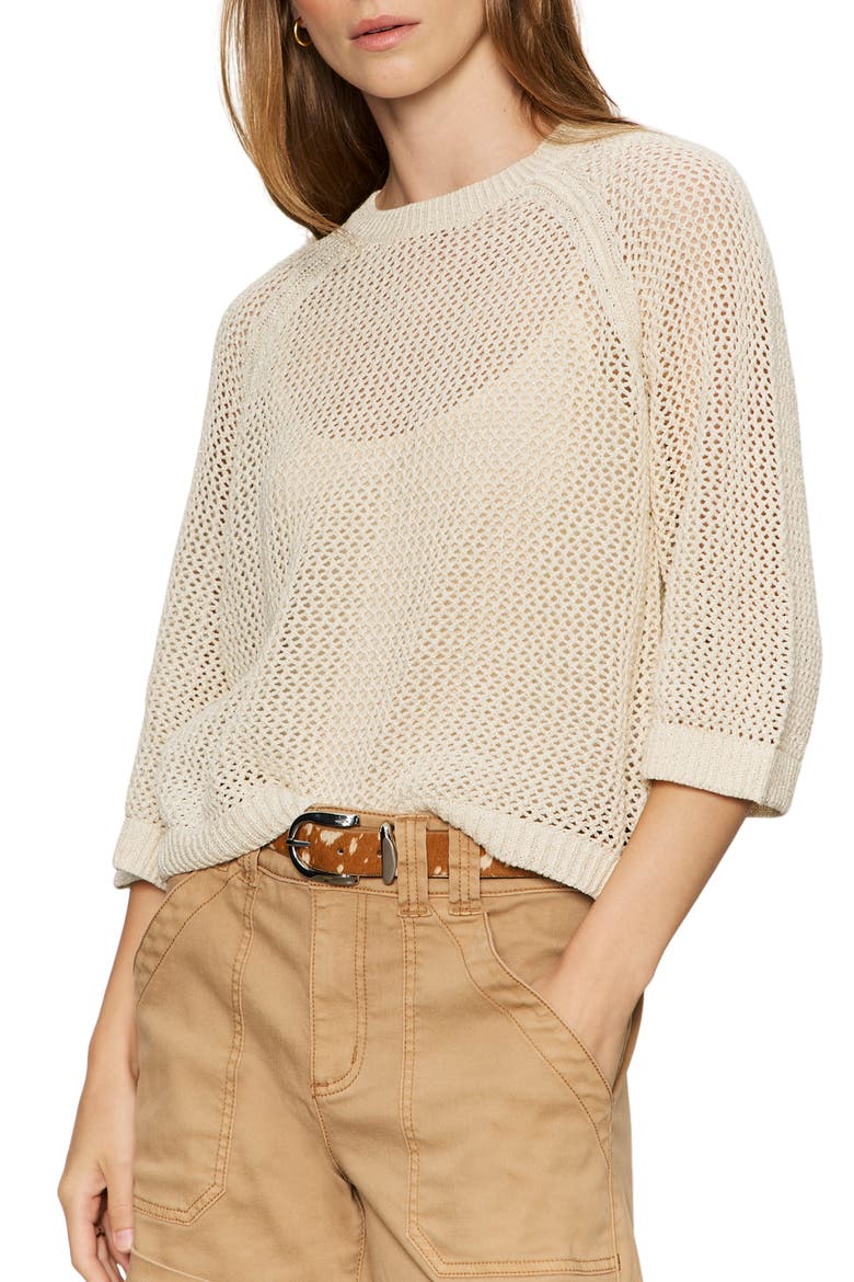 Metallic Openwork Sweater Top, Main, color, COLLAGEN WHITE