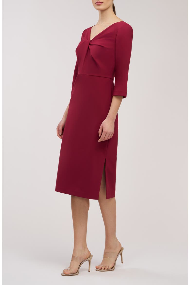 Farrah Twist Front Midi Cocktail Dress, Alternate, color, RUBY RED
