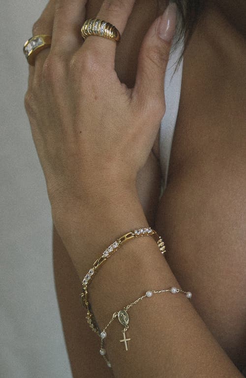 Child Of Wild Holy Rosary Faux Pearl Bracelet In Gold