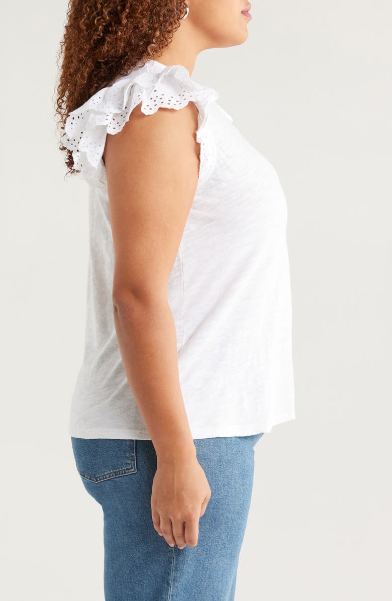 Caslon<sup>®</sup> Mixed Media Eyelet Trim Top, Alternate, color, White