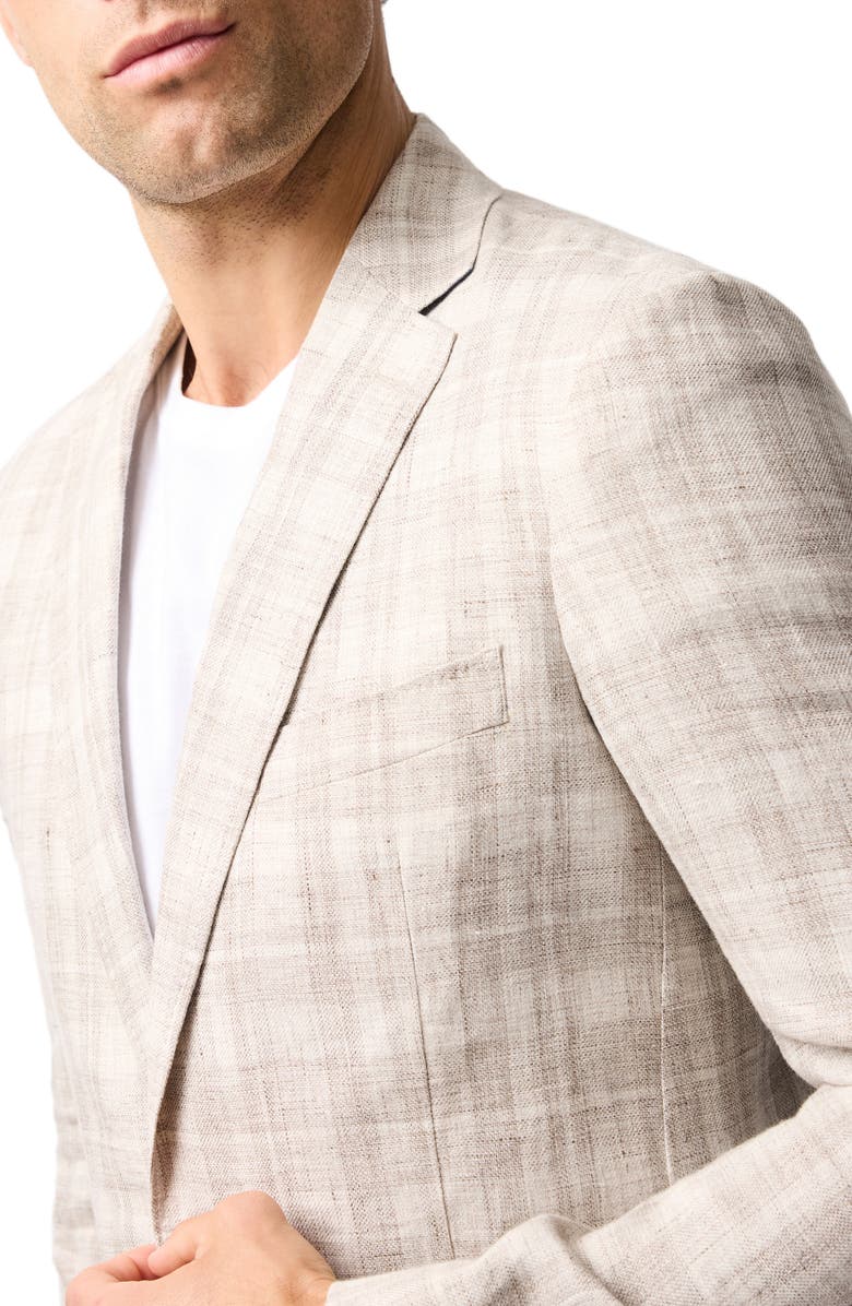 Rodd & Gunn Waverly Park Plaid Linen Sport Coat, Alternate, color, Oatmeal