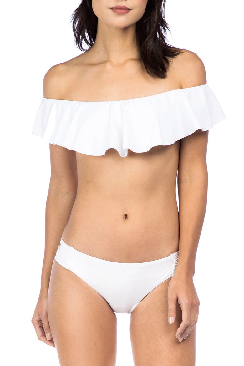 Flutter Bandeau Bikini Top, Alternate, color, WHITE