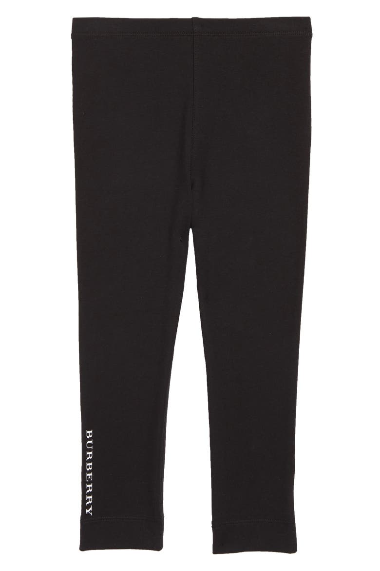 Logo Stretch Cotton Leggings, Main, color, BLACK