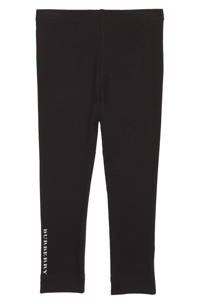 Burberry Logo Stretch Cotton Leggings, Main, color, 