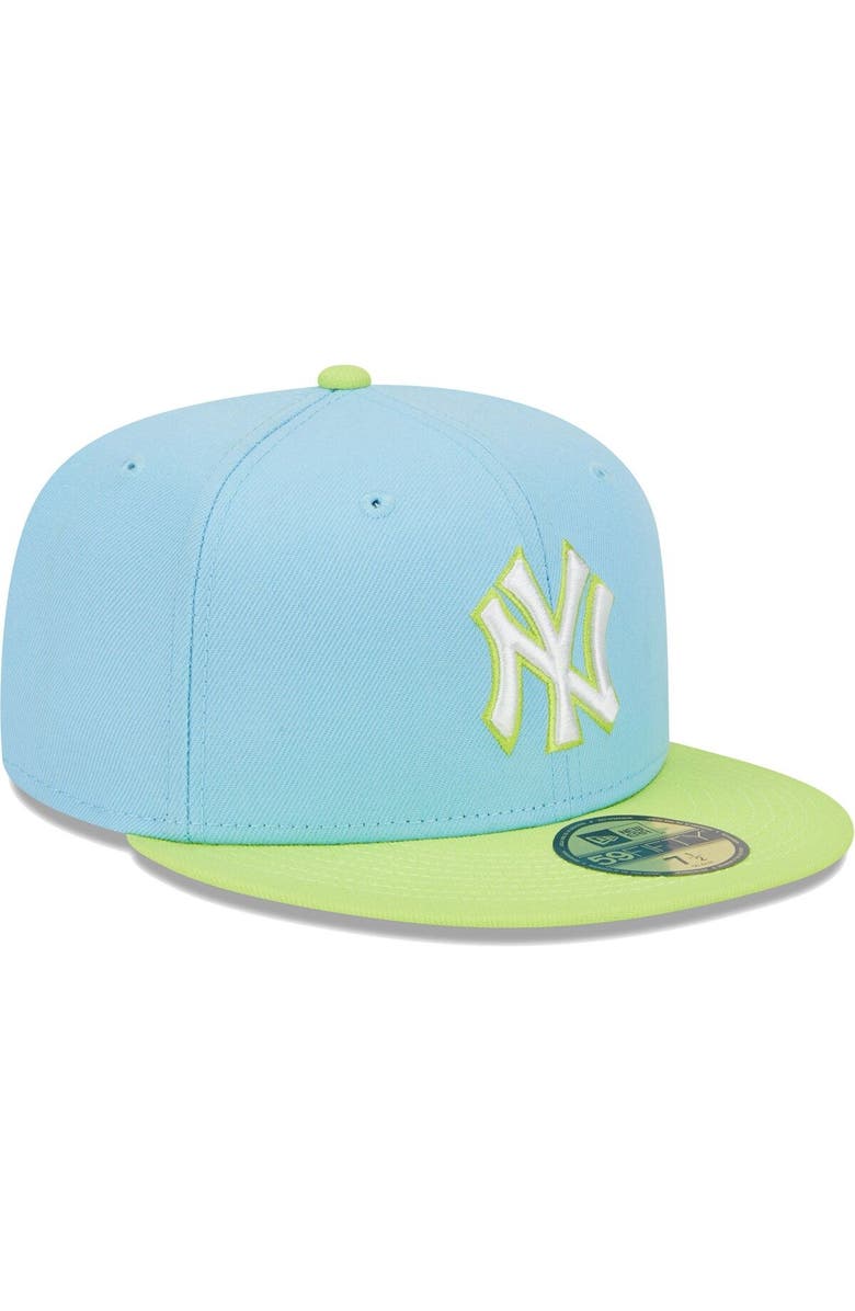 New Era Men's New Era Light Blue/Neon Green New York Yankees Spring Color Two-Tone 59FIFTY Fitted Hat, Alternate, color, 