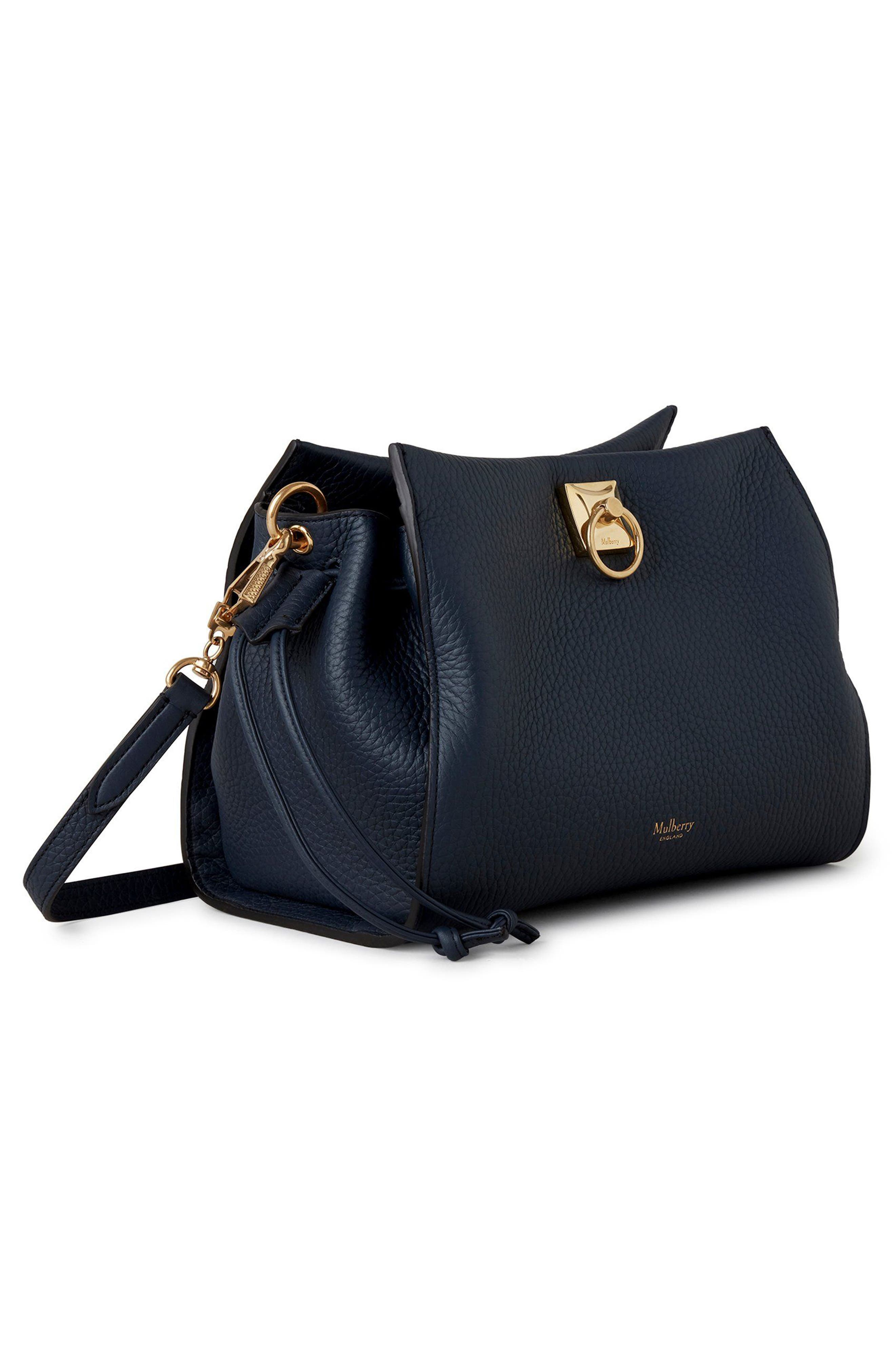 Mulberry Small Iris Leather Top Handle Bag, Alternate, color, Night Sky