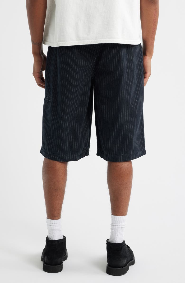 BDG Urban Outfitters Pinstripe Flat Front Stretch Cotton Worker Shorts, Alternate, color, Black