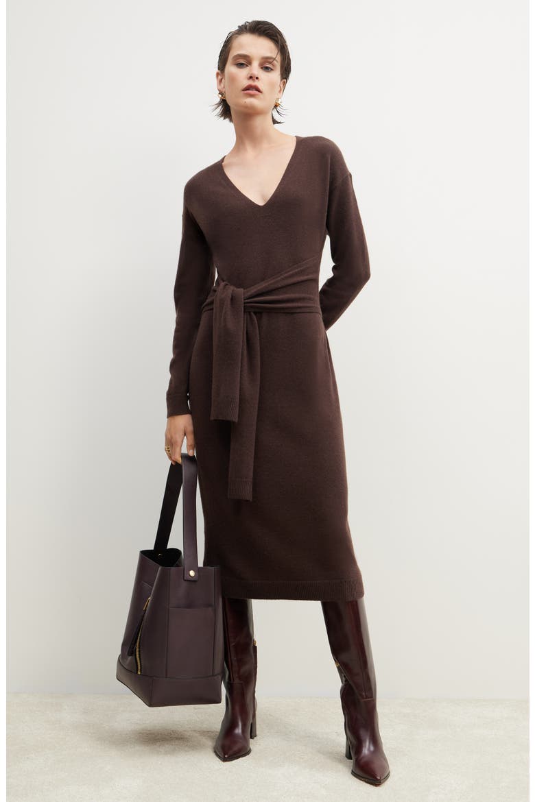 Long Sleeve Wool & Cashmere Blend Sweater Dress, Alternate, color, BROWN COFFEE