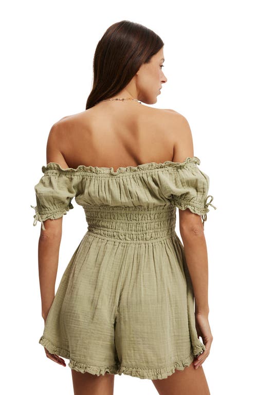 Cotton On Sadie Button Through Playsuit In Artichoke